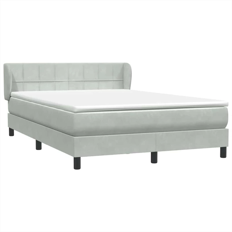 vidaXL Κρεβάτι Boxspring με Στρώμα Ανοιχτό Γκρι 160x210 εκ. Βελούδινο