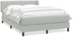 vidaXL Κρεβάτι Boxspring με Στρώμα Ανοιχτό Γκρι 160x220 εκ. Βελούδινο