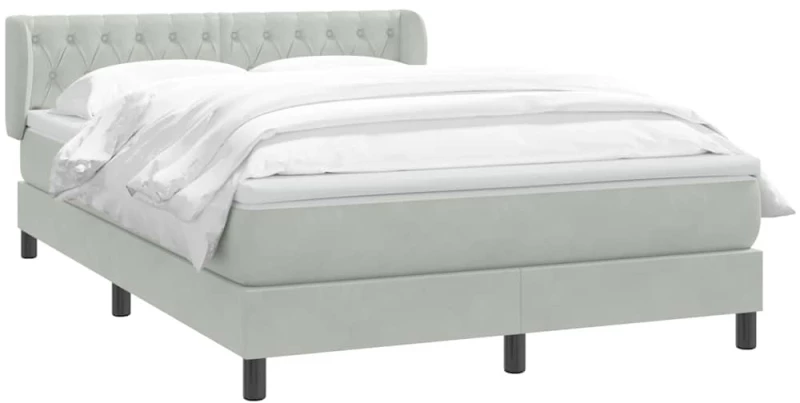 vidaXL Κρεβάτι Boxspring με Στρώμα Ανοιχτό Γκρι 160x220 εκ. Βελούδινο