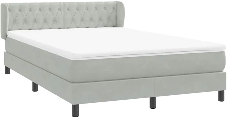 vidaXL Κρεβάτι Boxspring με Στρώμα Ανοιχτό Γκρι 160x220 εκ. Βελούδινο