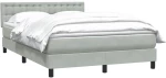 vidaXL Κρεβάτι Boxspring με Στρώμα Ανοιχτό Γκρι 160x220 εκ. Βελούδινο