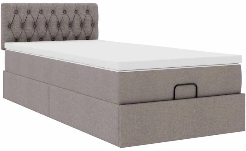 vidaXL Οθωμανικό κρεβάτι με στρώμα Taupe 80x200cm ύφασμα