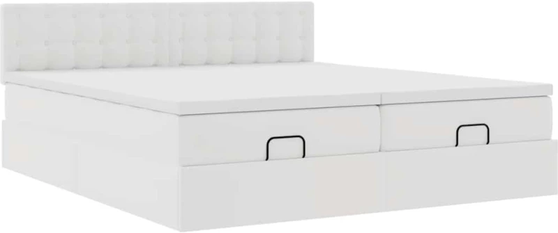 vidaXL Οθωμανικό κρεβάτι με στρώματα Λευκό 160x200cm Faux Leather