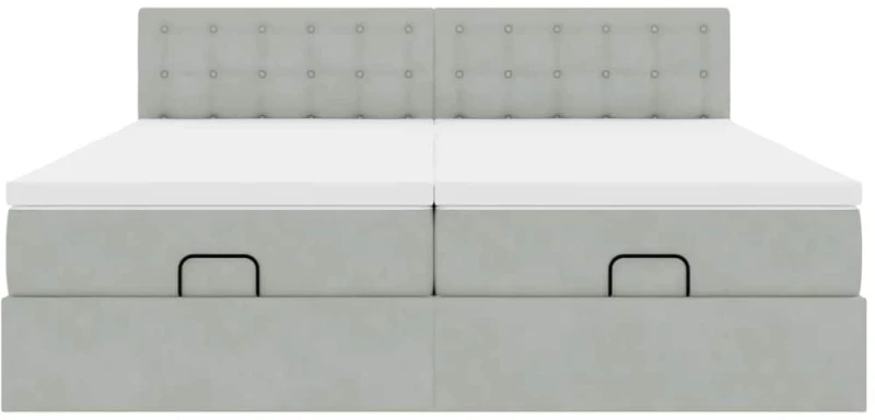 vidaXL Οθωμανικό κρεβάτι με στρώματα & LEDs Ανοιχτό γκρι Βελούδο