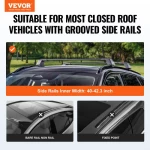 VEVOR Universal Roof Rack Crossbar Max 47.6" Fits Grooved Side Rails without Gap