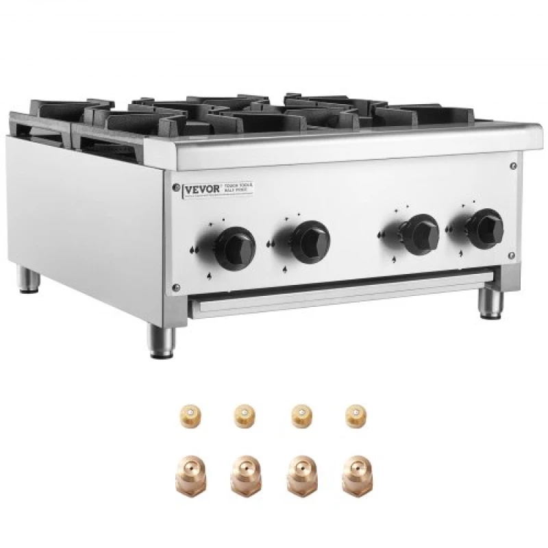 VEVOR Commercial Gas Range Stove 4 Burners Countertop Cooking Hot Plate Kitchen