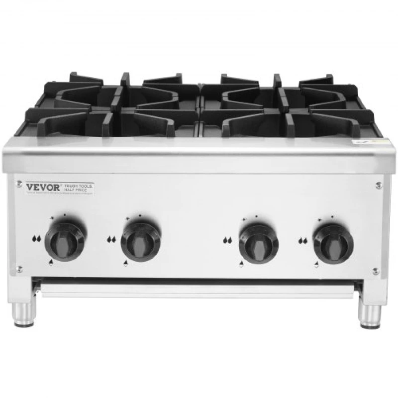 VEVOR Commercial Gas Range Stove 4 Burners Countertop Cooking Hot Plate Kitchen