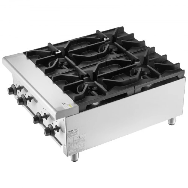 VEVOR Commercial Gas Range Stove 4 Burners Countertop Cooking Hot Plate Kitchen