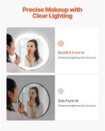 VEVOR LED Bathroom Mirror 3 Color Anti-fog Wall Mounted Round Vanity Mirror 60cm