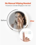 VEVOR LED Bathroom Mirror 3 Color Anti-fog Wall Mounted Round Vanity Mirror 60cm