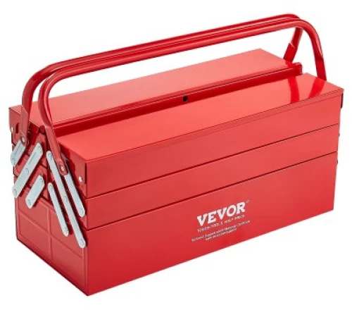 VEVOR Tool Box 18-inch 3-Tier 5-Tray Folding Cantilever Toolbox with Handle