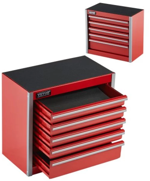 VEVOR Tool Box 8.6-inch Portable Metal Tool Box 5 Drawers Tool Organizer Red