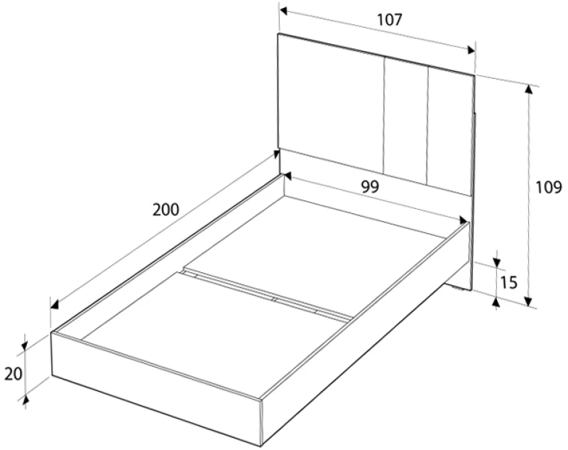 Κρεβάτι Terra Megapap χρώμα florida oak 100x200εκ.