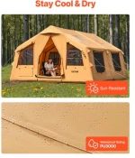 VEVOR Inflatable Tent for Camping 8-12 Person Glamping Tent with Pump Easy Set up