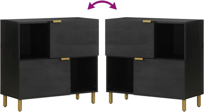 vidaXL Συρταριέρα Μαύρη 80x33x75 εκ. από Επεξεργασμένο Ξύλο