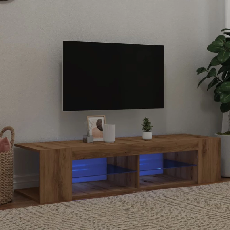 vidaXL Έπιπλο Τηλεόρασης με LED Αρτισιανή Δρυς 135x39x30 εκ Επεξ.Ξύλο