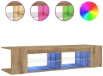 vidaXL Έπιπλο Τηλεόρασης με LED Αρτισιανή Δρυς 135x39x30 εκ Επεξ.Ξύλο
