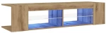 vidaXL Έπιπλο Τηλεόρασης με LED Αρτισιανή Δρυς 135x39x30 εκ Επεξ.Ξύλο