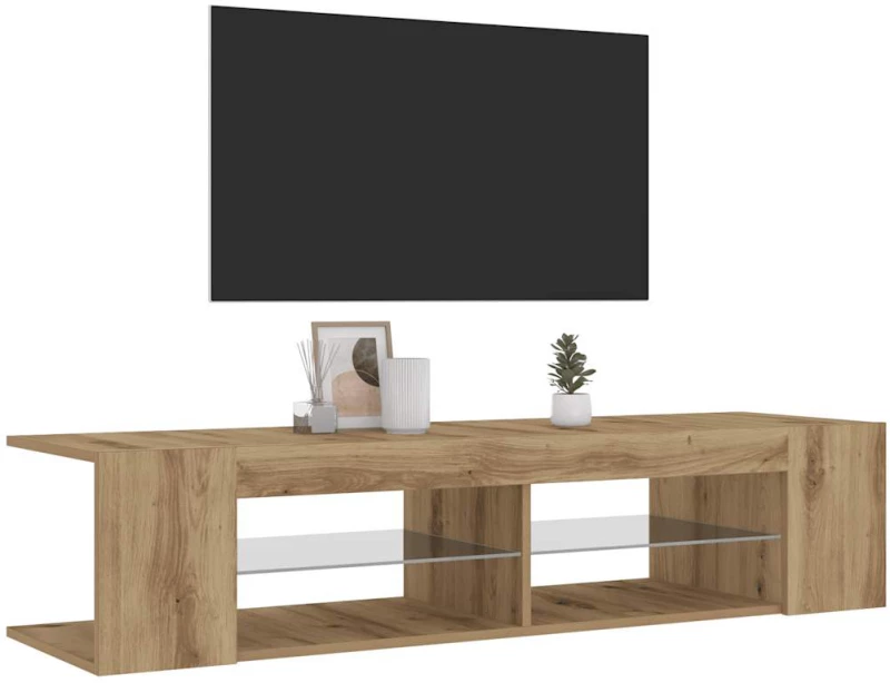 vidaXL Έπιπλο Τηλεόρασης με LED Αρτισιανή Δρυς 135x39x30 εκ Επεξ.Ξύλο