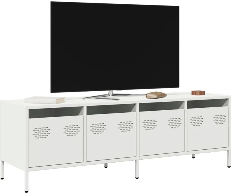 vidaXL Έπιπλο Τηλεόρασης Λευκό 135x39x43,5 εκ. Ατσάλι Ψυχρής Έλασης