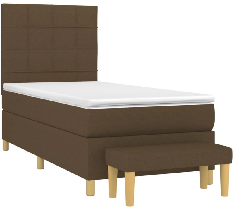 vidaXL Κρεβάτι Boxspring με Στρώμα Σκούρο Καφέ 100x200 εκ. Υφασμάτινο