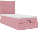 vidaXL Οθωμανικό κρεβάτι με στρώματα ροζ 80x200cm Velvet
