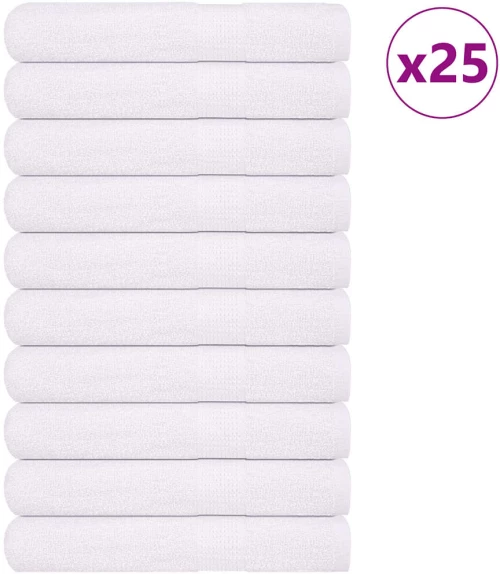 vidaXL Πετσέτες 25 τεμάχια Λευκό 100x200 εκ. 360 γρ/μ² 100% βαμβάκι