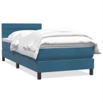vidaXL Box Spring κρεβάτι με στρώμα σκούρο μπλε 80x210 εκ. Βελούδινο