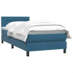 vidaXL Box Spring κρεβάτι με στρώμα σκούρο μπλε 80x210 εκ. Βελούδινο