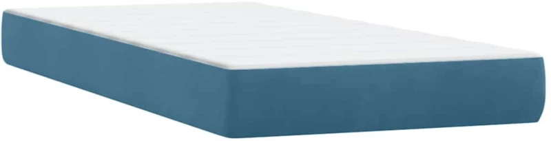vidaXL Box Spring κρεβάτι με στρώμα σκούρο μπλε 80x210 εκ. Βελούδινο