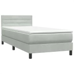 vidaXL Box Spring κρεβάτι με στρώμα ανοιχτό γκρι 90x220 εκ. Βελούδινο
