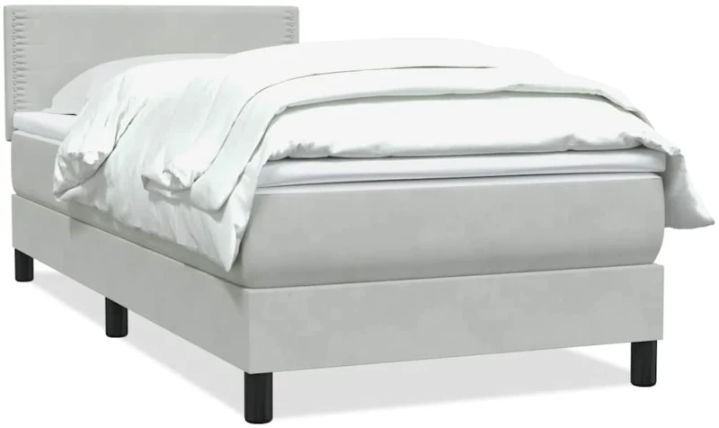 vidaXL Κρεβάτι Boxspring με Στρώμα Ανοιχτό Γκρι 80x210 εκ. Βελούδινο