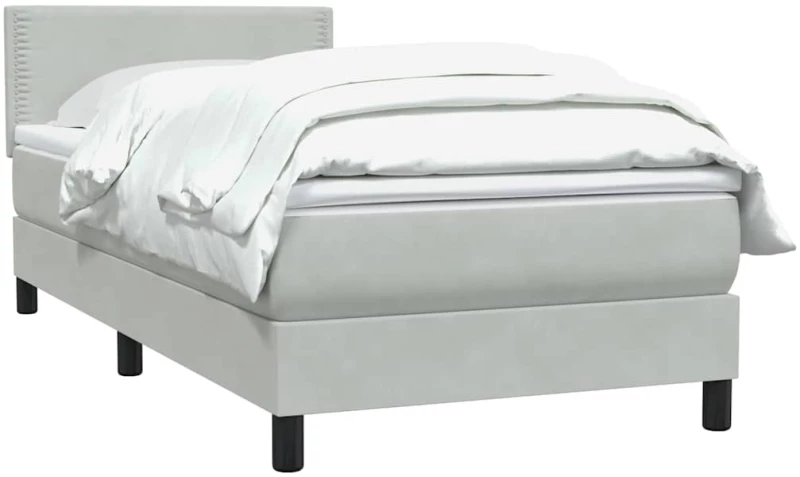 vidaXL Κρεβάτι Boxspring με Στρώμα Ανοιχτό Γκρι 80x210 εκ. Βελούδινο