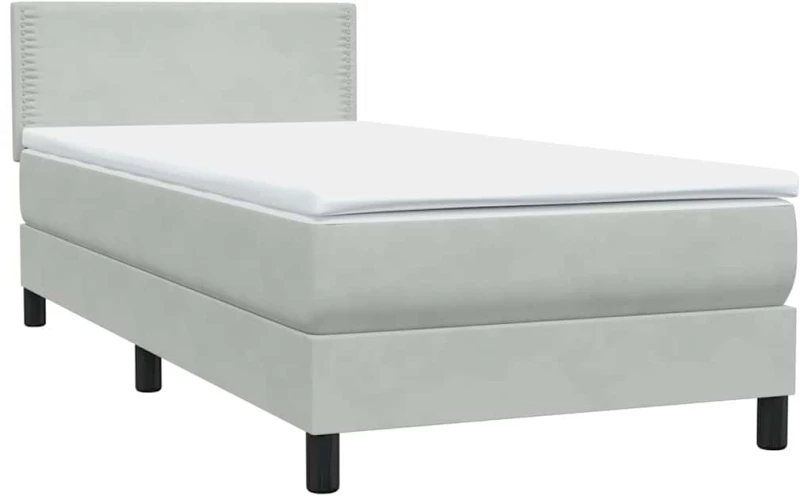 vidaXL Κρεβάτι Boxspring με Στρώμα Ανοιχτό Γκρι 80x210 εκ. Βελούδινο