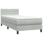 vidaXL Κρεβάτι Boxspring με Στρώμα Ανοιχτό Γκρι 80x210 εκ. Βελούδινο