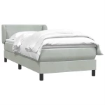 vidaXL Box Spring κρεβάτι με στρώμα ανοιχτό γκρι 90x220 εκ. Βελούδινο