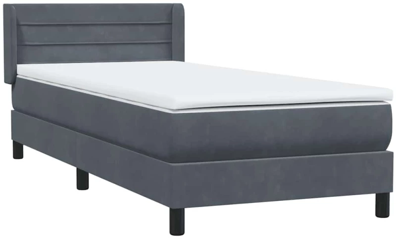 vidaXL Box Spring Κρεβάτι με στρώμα Σκούρο γκρι 80x210 εκ. Βελούδινο