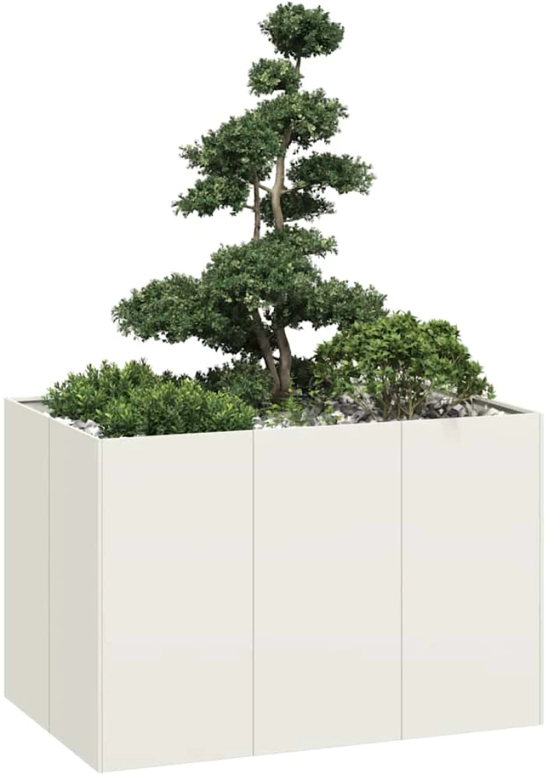 vidaXL Ζαρντινιέρα Λευκή 120x80x80 εκ. από Χάλυβα