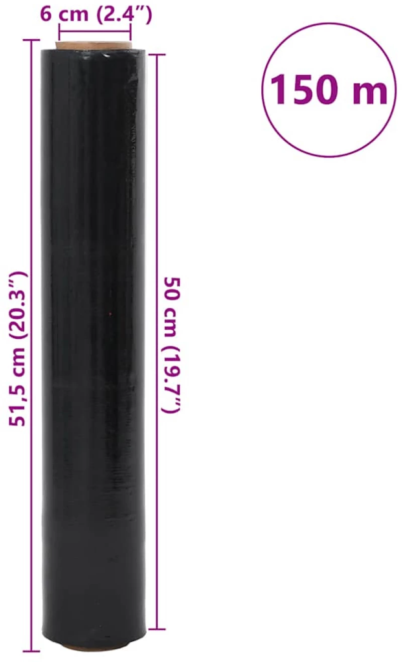 vidaXL Stretch Film 2 τεμάχια Μαύρο 30 μm 50 cm x 150 m
