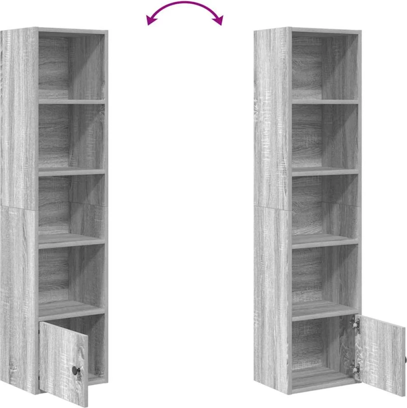 vidaXL Βιβλιοθήκη Γκρι Sonoma 31x24x127 εκ. από Επεξεργασμένο Ξύλο