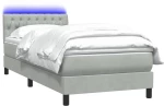 vidaXL Box Spring κρεβάτι με στρώμα ανοιχτό γκρι 80x220 cm Βελούδινο