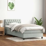 vidaXL Box Spring κρεβάτι με στρώμα ανοιχτό γκρι 80x220 cm Βελούδινο
