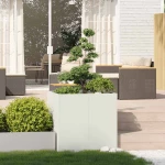 vidaXL Ζαρντινιέρα Λευκή 80x80x80 εκ. από Χάλυβα