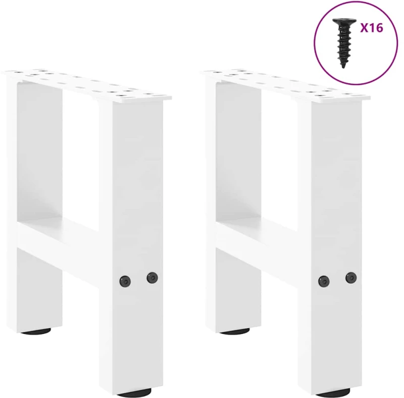 vidaXL Πόδια τραπεζιού σαλονιού Λευκό 2 τεμ. 30x(30-31) εκ. Ατσάλι