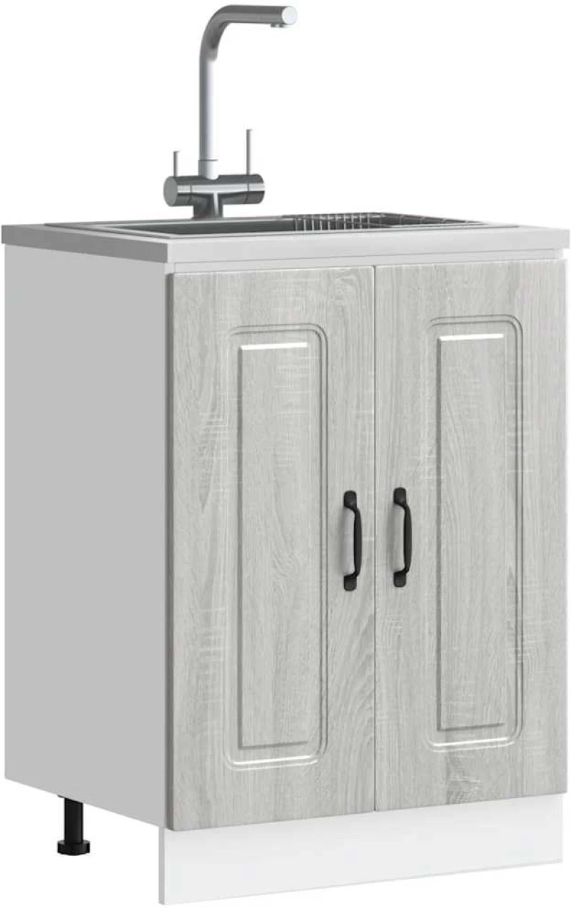 vidaXL Ντουλάπι βάσης νεροχύτη Kalmar Γκρι Sonoma 60x46x81,5 εκ.