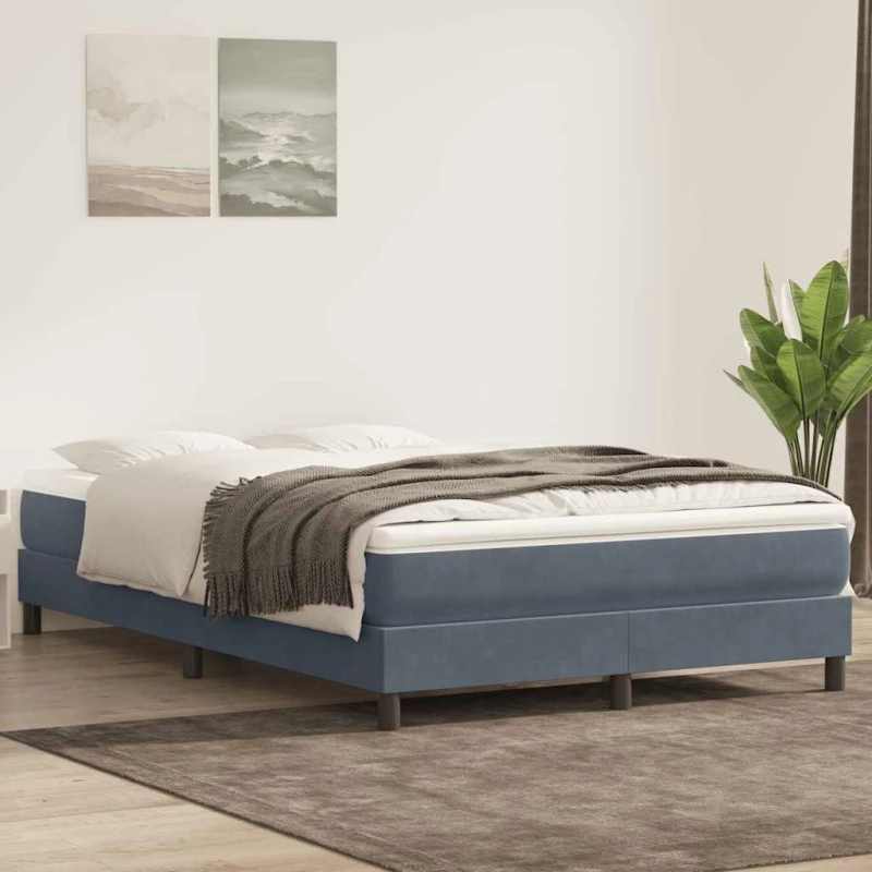 vidaXL Box Spring Κρεβάτι χωρίς στρώμα Σκούρο γκρι 140x220cm Βελούδινο