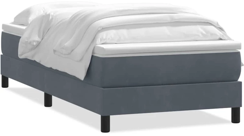 vidaXL Κρεβάτι Boxspring με Στρώμα Σκούρο Γκρι 80x220 εκ. Βελούδινο
