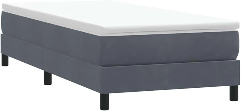vidaXL Κρεβάτι Boxspring με Στρώμα Σκούρο Γκρι 80x220 εκ. Βελούδινο