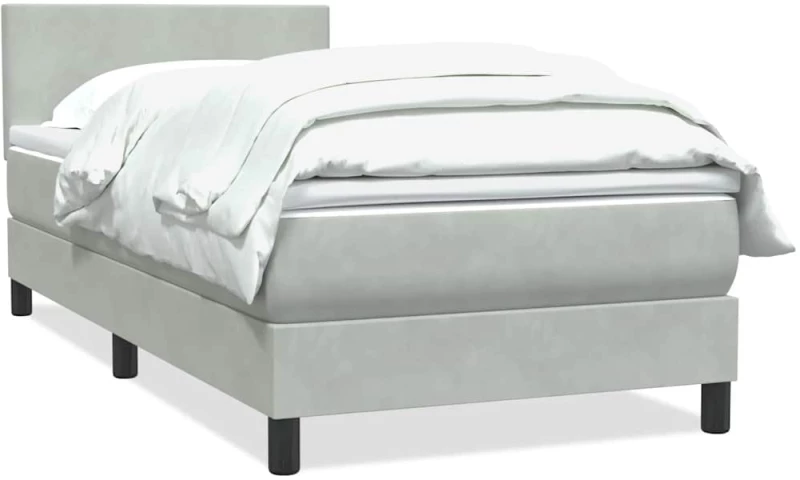 vidaXL Box Spring κρεβάτι με στρώμα ανοιχτό γκρι 80x220 cm Βελούδινο