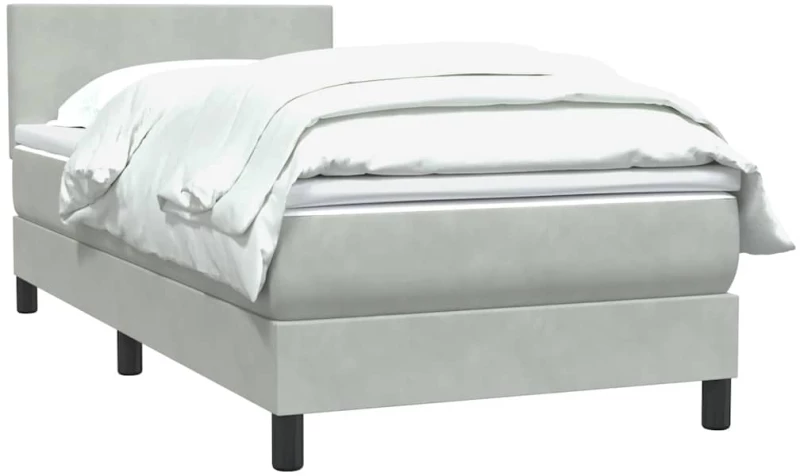 vidaXL Box Spring κρεβάτι με στρώμα ανοιχτό γκρι 90x220 εκ. Βελούδινο